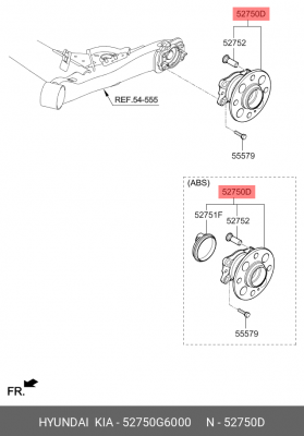 Ступица KIA Picanto (17-) задняя OE 52750G6000 HYUNDAI KIA
