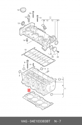 Прокладка головки блока VW Golf (14-) OE 04E 103 383 BT VAG