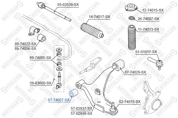 сайлентблок рычага пер.!\Nissan Primera 90-98/Maxima 94-99 87-74007-SX STELLOX