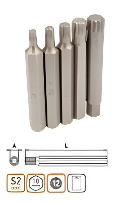 Набор бит ( 5 предметов) "АвтоDело" (Spline, 12 граней, 75 мм) 40635 AVTO DELO