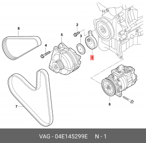 Натяжитель приводного ремня VW Golf (13-) OE 04E 145 299 E VAG