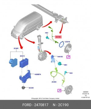 датчик ABS задний левый!\ Ford Transit 14> 2470817 FORD