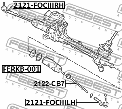 Наконечник рулевой левый FORD FOCUS III CB8 2011-2014 2121-FOCIIILH 2121-FOCIIILH FEBEST
