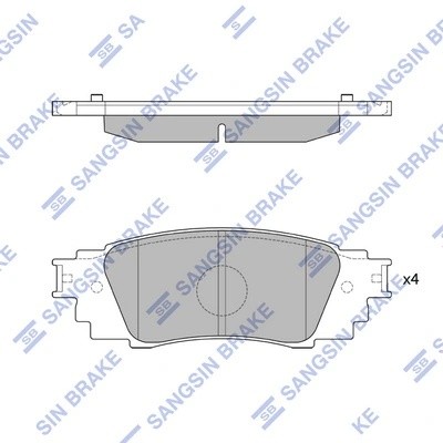 Колодки тормозные LEXUS RX (15-) задние (4шт.) SANGSIN SP4309 SANGSIN