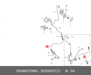 Шланг SSANGYONG Korando (96-) сцепления OE 3053005121 SSANG YONG