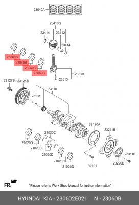 вкладыши шатунные к-кт! STD\ Hyundai i40/ix35 2.0 11> 230602E021 HYUNDAI