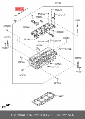 Прокладка блока цилиндров 22133-4A700 221334A700 HYUNDAI KIA