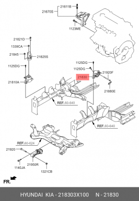 Опора двигателя HYUNDAI Elantra (11-) левая АКПП OE 218303X100 HYUNDAI KIA
