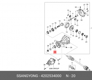 Сальник SSANGYONG Actyon (10-) хвостовика заднего редуктора OE 4202534000 SSANG YONG