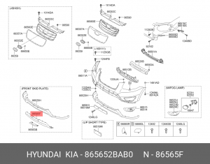 Накладка бампера HYUNDAI Santa Fe (10-) переднего нижняя OE 865652BAB0 HYUNDAI KIA