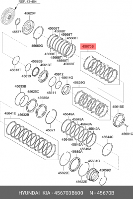 Диск фрикционный АКПП HYUNDAI Elantra (11-),Tucson (15-) комплект OE 456703B600 HYUNDAI KIA