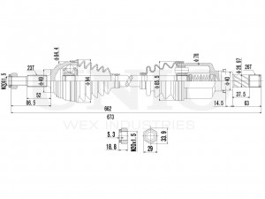 Привод в сборе передний левый CVJ-10039 UNIO