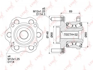 Ступица NISSAN Navara задняя LYNX WH-1145 LYNXAUTO