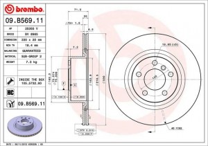 Диск тормозной 09.B569.11 09.B569.11 BREMBO