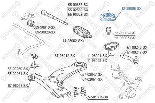 опора амортизатора переднего!\ Toyota Carina all 92-96 12-98008-SX STELLOX