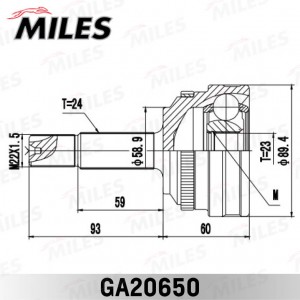 ШРУС наружный GEELY MK/Cross / GC6 06-16  +ABS 24/23 шл. GA20650 GA20650 MILES