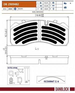 колодки тормозные! WVA29094/29197 с р/к\ MB DB2909482 DANBLOCK