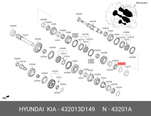 432013D149 Кольцо упорное кпп 432013D149 MOBIS