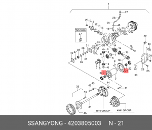 Шайба SSANGYONG Rexton (02-) регулировочная дифференциала (OTR 60.33MM/INR 48MM/ 4203805003 SSANG YONG
