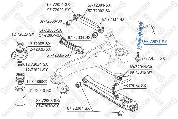 к-кт втулок стабилизатора заднего!\ Mitsubishi Carisma all 99> 56-72031-SX STELLOX