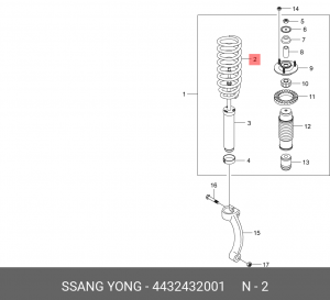Пружина SSANGYONG Actyon Sport (06-/12-) стойки передней OE 4432432001 SSANG YONG