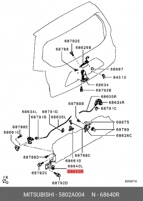 петля двери !багажника нижняя правая \Mitsubishi Outlander XL 06-12 5802A004 MITSUBISHI