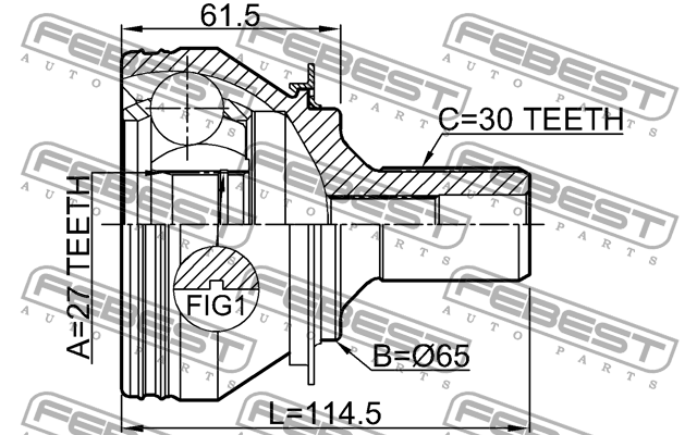 ШРУС наружный 27x65x30 MERCEDES BENZ A CLASS W176 1610-156 1610156 FEBEST