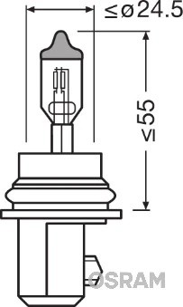 Лампа 12V HB5 65/55W PX29t 3200K SILVANIA 9007 OSRAM