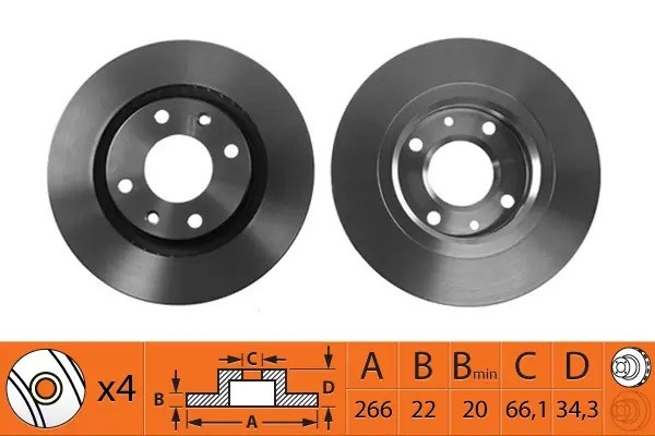 Диск тормозной CITROEN Berlingo 12.02-12.12, CITROEN C5 Estate 01.00-01.04, PEUG BR42105T SB NAGAMOCHI