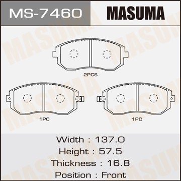 колодки дисковые передние!\ Subaru Legacy 2.0i/2.5i 98-03/Impreza 2.0i/T WRX 01- MS7460 MASUMA