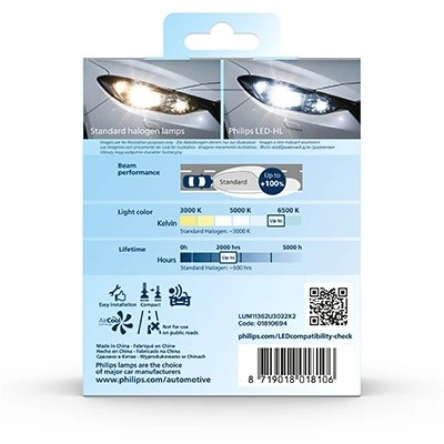 Лампа светодиодная 12/24V H11 PGJ19-2 6000K (2шт.) Ultinon Pro3022 LED HI/LO PHI 11362U3022X2 PHILIPS