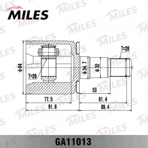 ШРУС внутренний левый MITSUBISHI Pajero II V14W-V55W 91-04 GA11013 GA11013 MILES