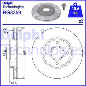 BG3359 диск тормозной передний!\ Ford Focus/Fiesta all 98> BG3359 DELPHI