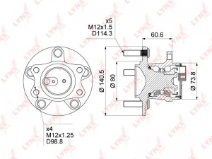 Ступица MITSUBISHI Lancer (08-) задняя LYNX WH-1026 LYNXAUTO
