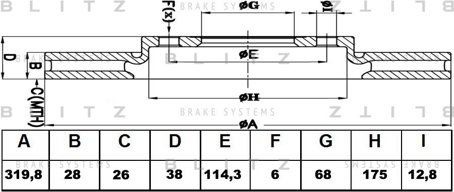 Диск тормозной передний вентилируемый NISSAN Pathfinder/Navara 05- BS0250 BS0250 BLITZ