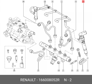 ФОРСУНКА ВПРЫСКА ДИЗ ДВИГАТЕЛЯ 166008052R 166008052R RENAULT