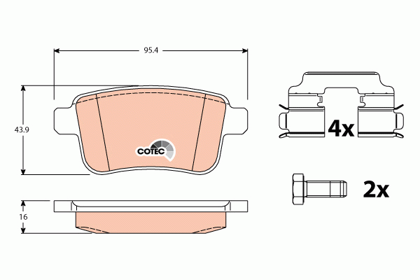 Колодки тормозные RENAULT Kangoo задние (4шт.) TRW GDB1786 TRW
