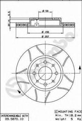09.5870.75 диск тормозной передний!\ Alfa Romeo 145-155, Fiat Brava 1.6-2.0 92> 09.5870.75 BREMBO