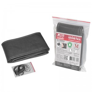 оплетка на руль! эко-кожа, GL-302M-B, размер M, черный со шнурком, перфорированн A07750S AVS