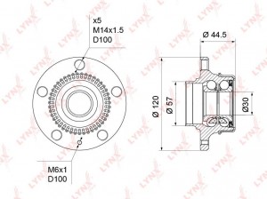 Ступица VW Bora,Golf AUDI A3,TT SKODA Octavia задняя (с АБС) (с гайкой и заглушк WH-1219 LYNXAUTO