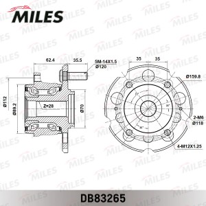 Ступица колеса задняя с подшипником HONDA PILOT/ACURA MDX 07-15 DB83265 DB83265 MILES