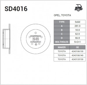 Диск тормозной Toyota Camry, Lexus ES 2.4/3.5 06 SD4016 SD4016 SANGSIN