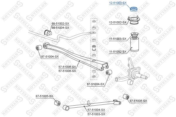 опора амортизатора заднего верхняя!\ Hyundai Accent/Pony Excel all 95-99 12-51003-SX STELLOX