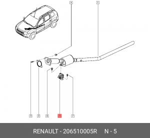 Кронштейн подвески глушителя RENAULT Duster 2010- 2065 100 05R 206510005R RENAULT
