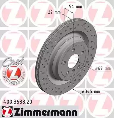 диск тормозной !задн. 345x22/54-5x112 \ MB W166/X166 3.5/5.0/3.5CDi 11> 400.3688.20 ZIMMERMANN