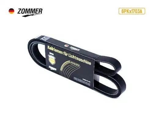 Ремень 1703 (6PK) генератора КАМАЗ поликлиновый EPDM 6PK1703A ZOMMER