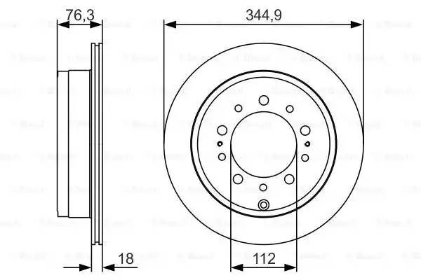 Диск тормозной задний TOYOTA LAND CRUISER 200 07- 0986479R32 0 986 479 R32 BOSCH