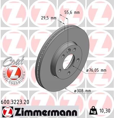 диск тормозной !перед. 308x30/56-5x120 \ VW Multivan/T4 2.0-2.5TDi 03> 600.3223.20 ZIMMERMANN