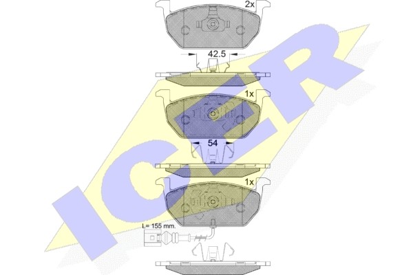 182189 колодки дисковые передние!\ Seat Leon, Skoda Octavia, VW Golf 1.2/1.6TSi/ 182189 ICER