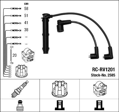 2585 RC-RV 1201 к-кт проводов!\ Land Rover Freelander 1.8-2.5i 98-07 2585 NGK
